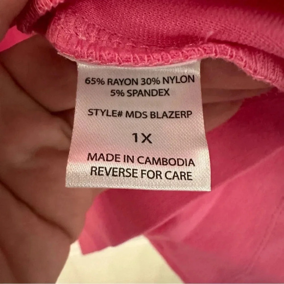 Dear Scarlett Women’s Pink 3/4 Ruched Sleeve Blazer Jacket w Pockets Size 1X NWT - Picture 6 of 8